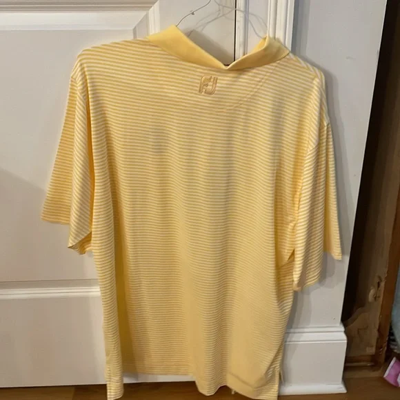 Men’s FootJoy Yellow & White Striped Golf Shirt, Size Medium, NWT - Picture 2 of 8